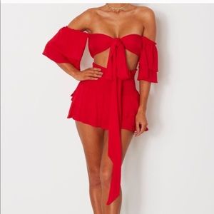 White fox two piece red set